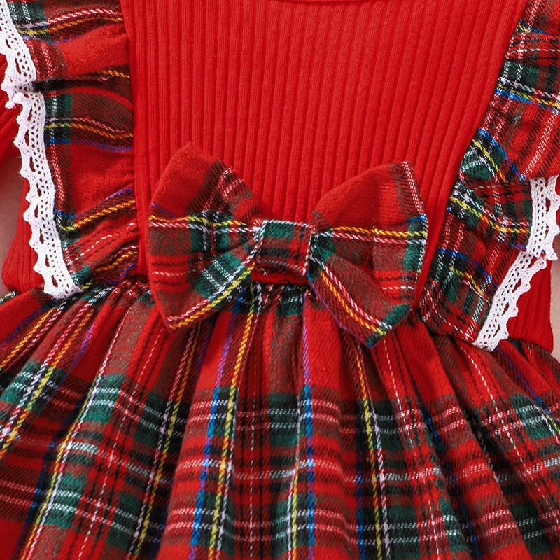 Baby Dress Supplier - Autumn Winter Plaid Bowknot