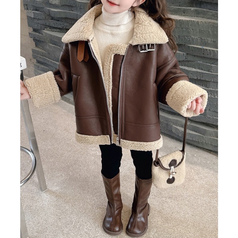 Girls PU Jacket Manufacturer - OEM Thickened Warm Coat
