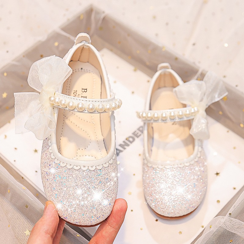 Girls Party Shoes Supplier - Lace Pearl Decoration Shiny