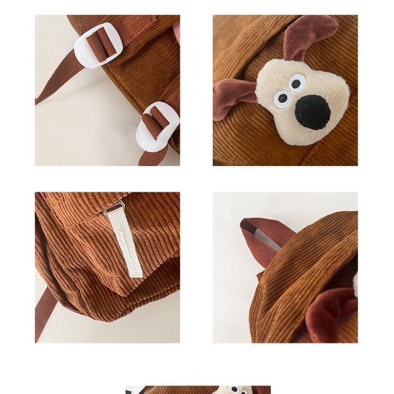 Children Backpack Supplier - Corduroy Japanese Style Puppy