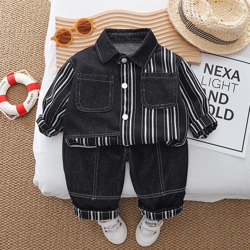 Baby Boy Outfit Supplier - Stripe Denim Clothing Set