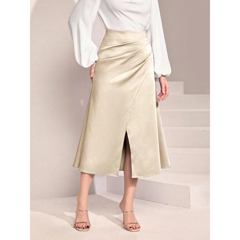 Women Satin Skirt Supplier - 2025 High Waisted Pleated