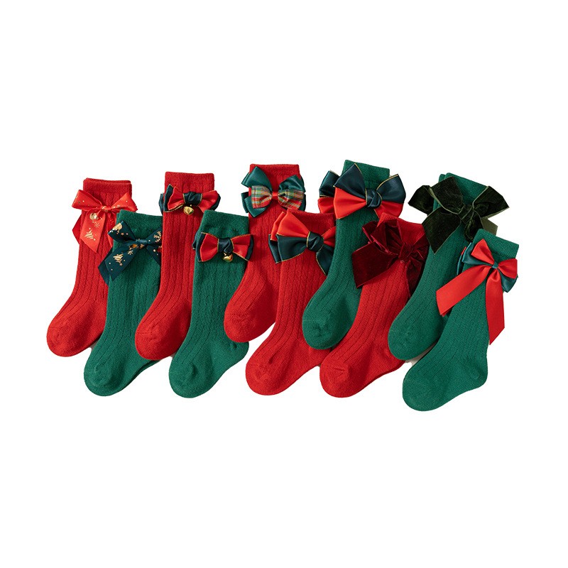 Baby Socks Factory - Christmas Bow Middle Cotton