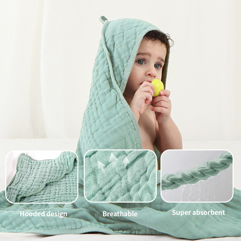 Baby Hooded Towel Manufacturer - 6 Layers Muslin
