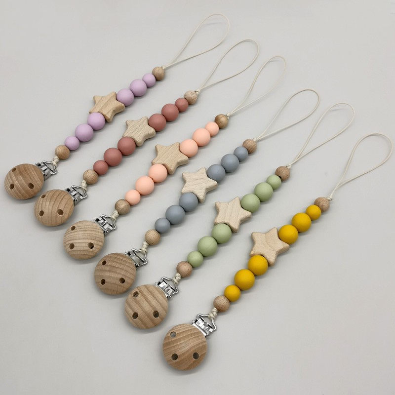 Baby Pacifier Clip Factory - Silicone Wooden Drool Guard