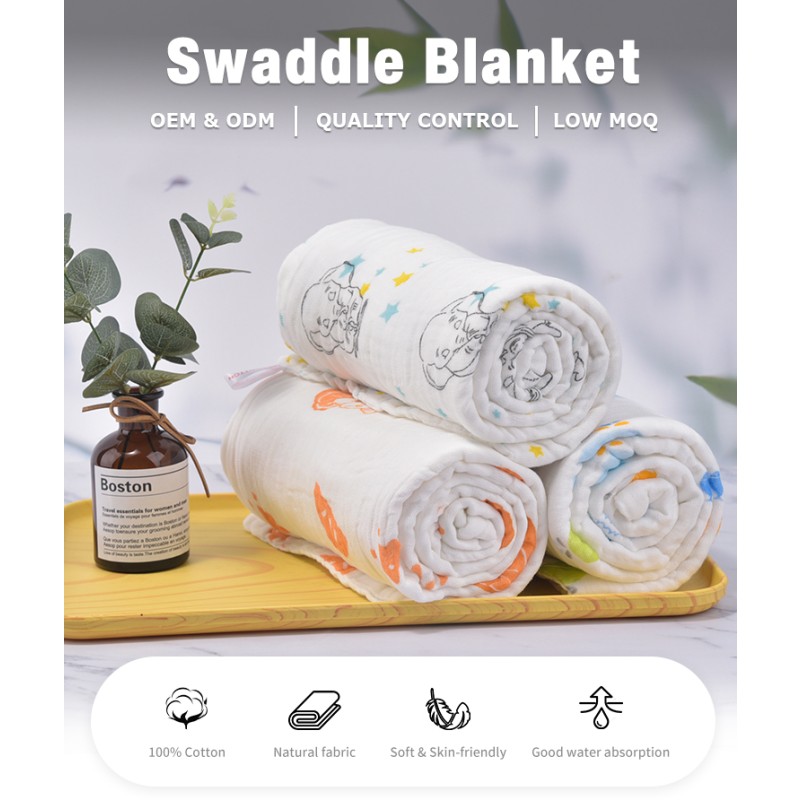 Muslin Swaddle Blanket Supplier - 6 Layer Organic Custom Print