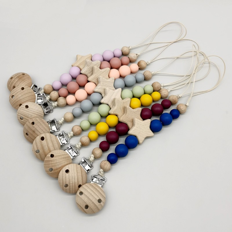Baby Pacifier Clip Factory - Silicone Wooden Drool Guard