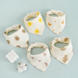 Muslin Baby Bibs Factory - 6 Layer Printed Metal Buckle