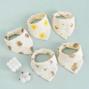 Muslin Baby Bibs Factory - 6 Layer Printed Metal Buckle