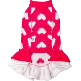 Dog Sweater Dress Manufacturer - Soft Stretchy Pink Heart