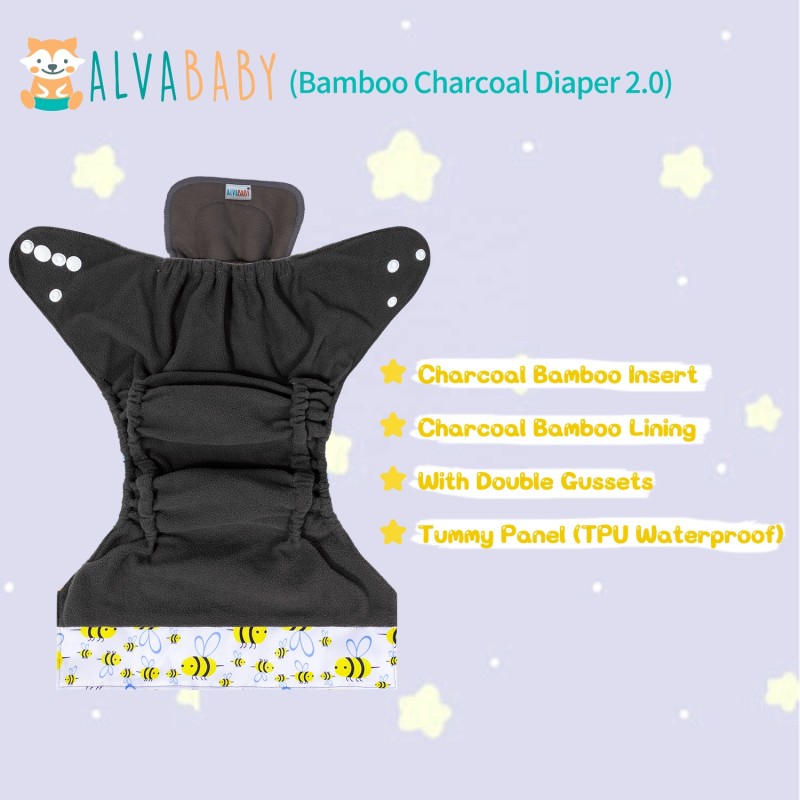 Baby Nappy Supplier - Bamboo Charcoal Double Gusset