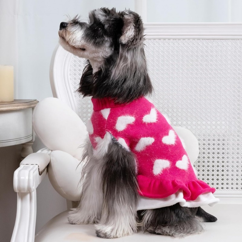 Dog Sweater Dress Manufacturer - Soft Stretchy Pink Heart