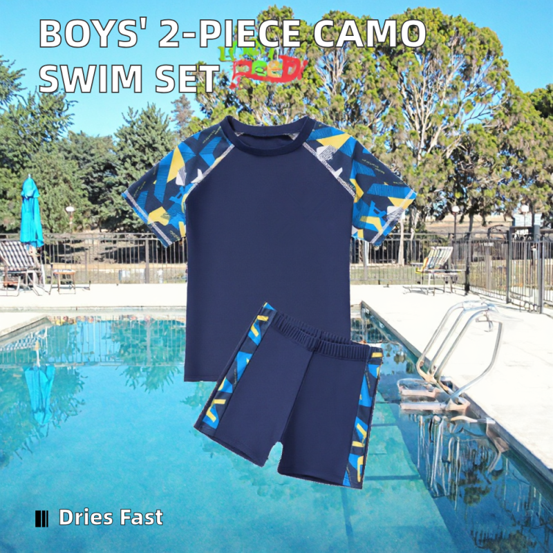 Boys Swim Trunk Supplier - 2 Piece Camouflage Split