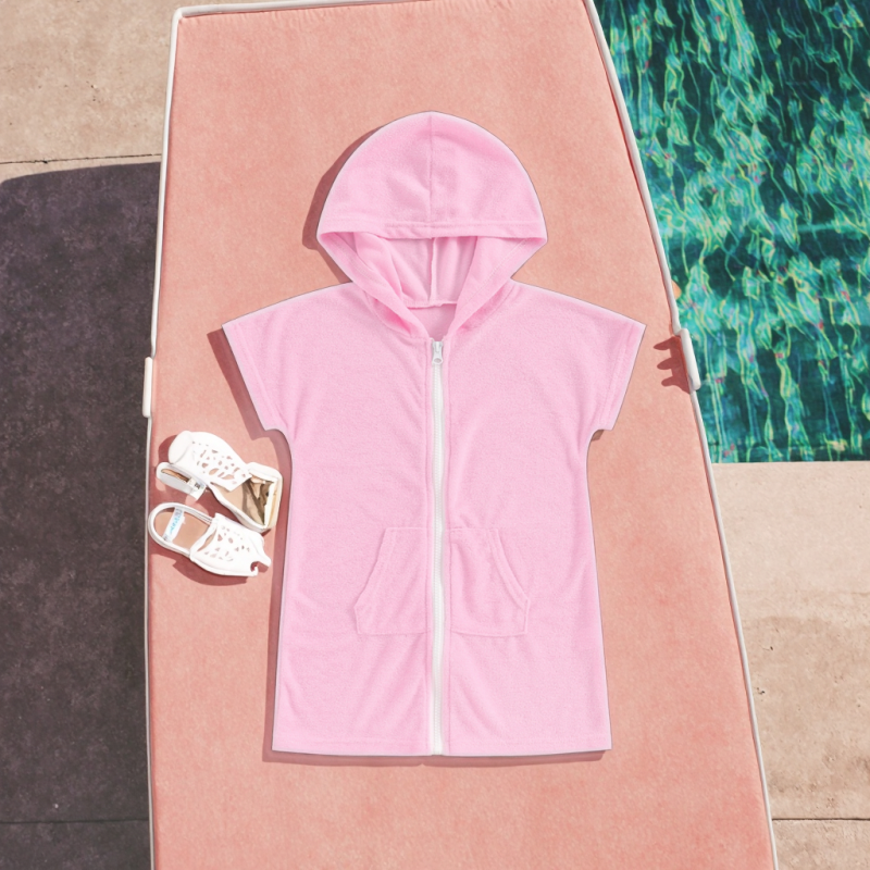 Kids Cover Up Manufacturer - Hooded Zipper Terry Cloth