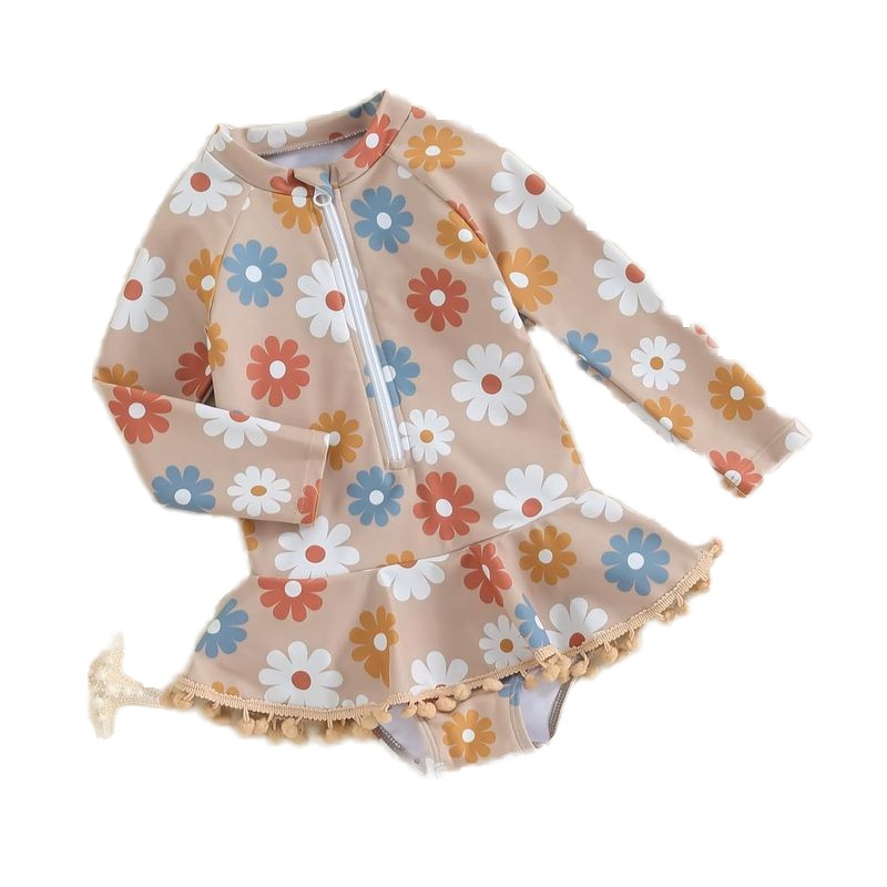 Girls Swimsuit Supplier - Long Sleeve Floral Print