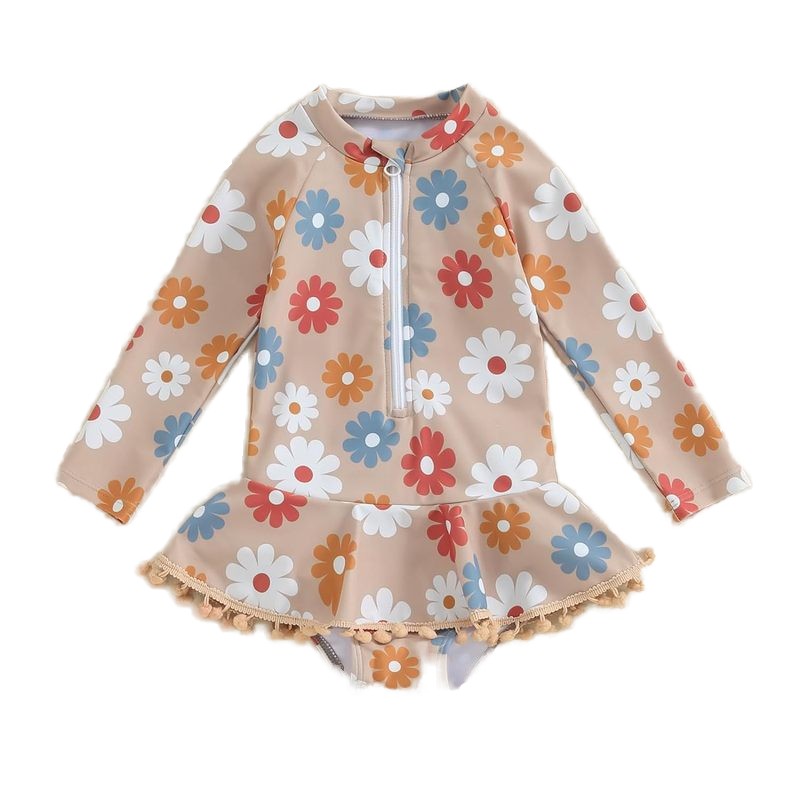Girls Swimsuit Supplier - Long Sleeve Floral Print