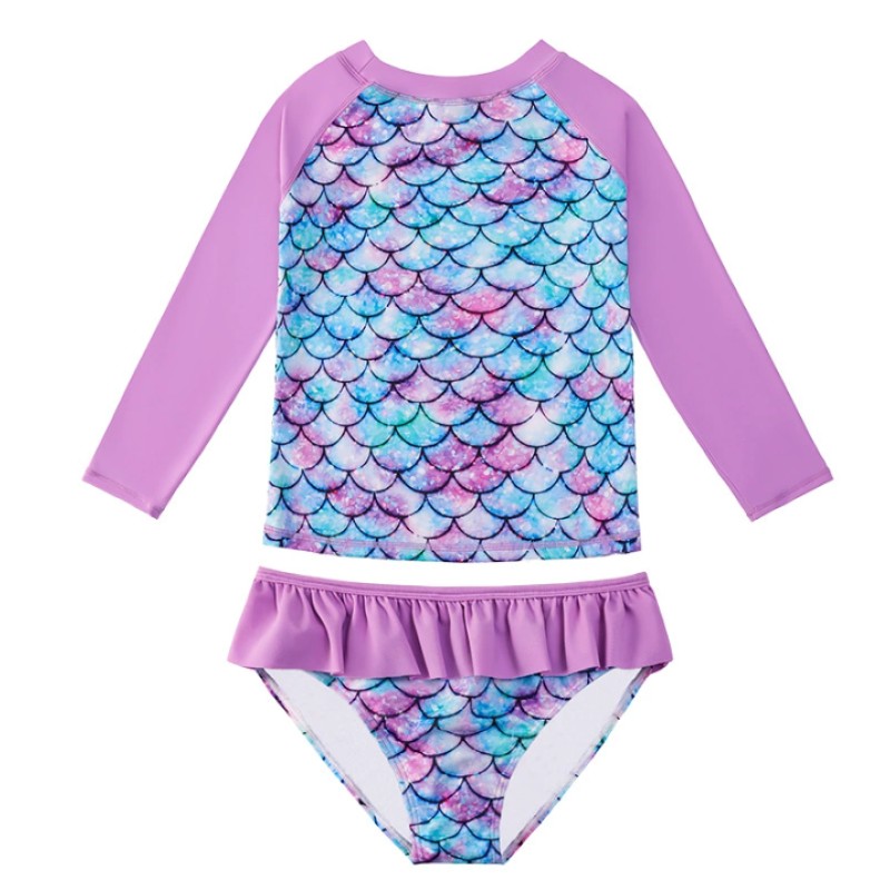 Little Girls Swimsuit Supplier - 2 Pcs Set Flower Print