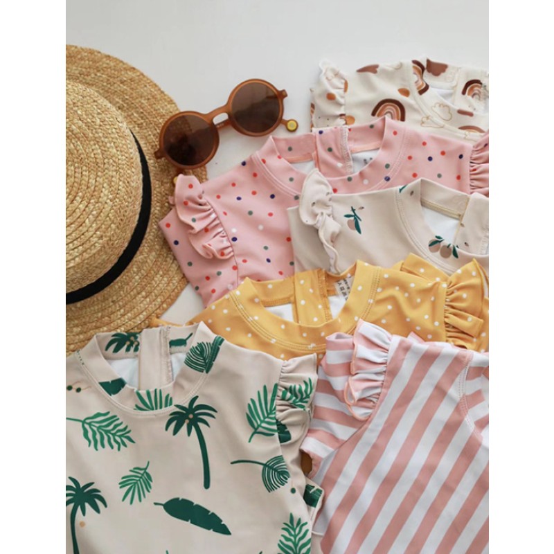 Girls Swimsuit Factory - One Piece Floral With Hat