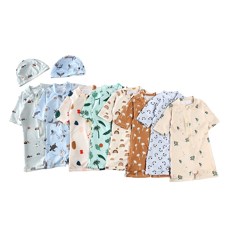 Boys Swim Trunk Supplier - Animal Print With Hat