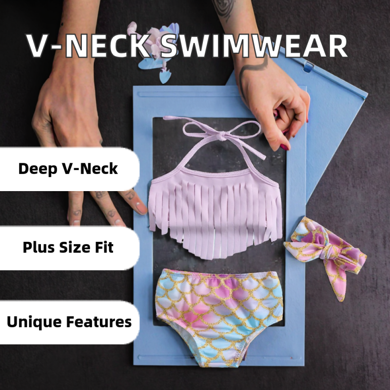 Girls Swimsuit Factory - V Neck Backless Tassel
