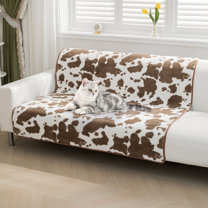Pet Blanket Supplier - Cow Pattern Brown Short Plush