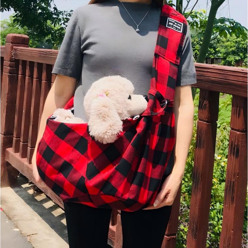 Pet Bag Factory - Red Black Check Shoulder Strap