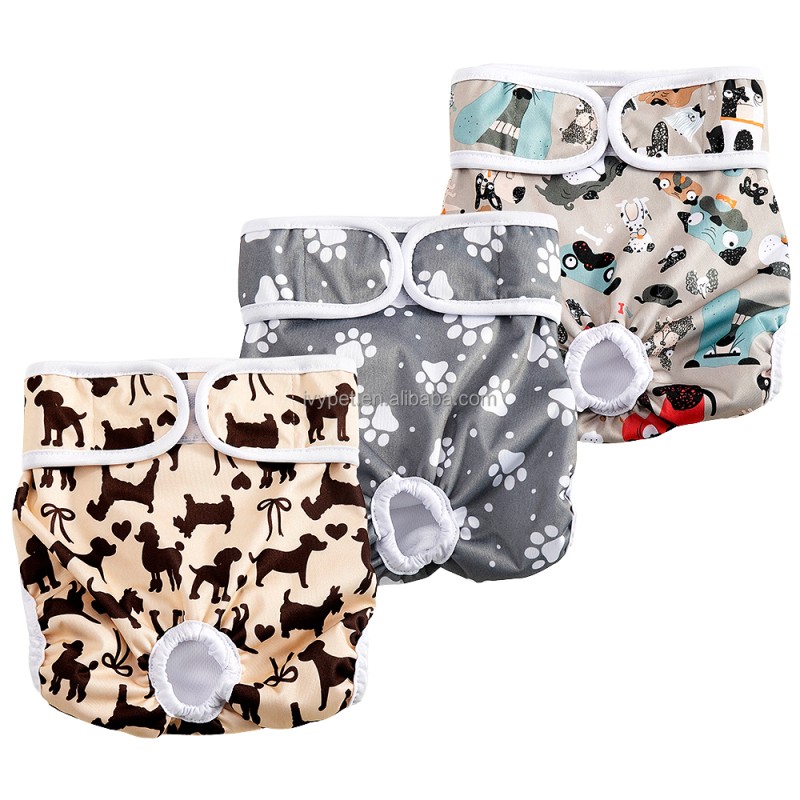 Female Dog Diaper Supplier - Reusable Cloth Paw Print Anti-Leak