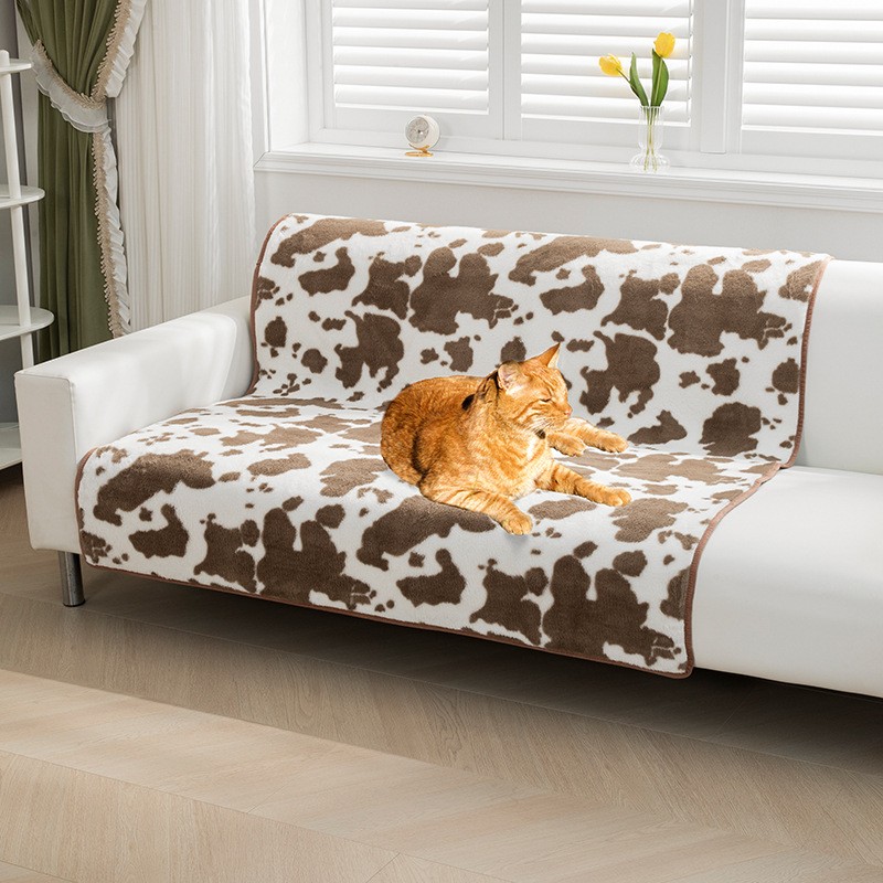 Pet Blanket Supplier - Cow Pattern Brown Short Plush