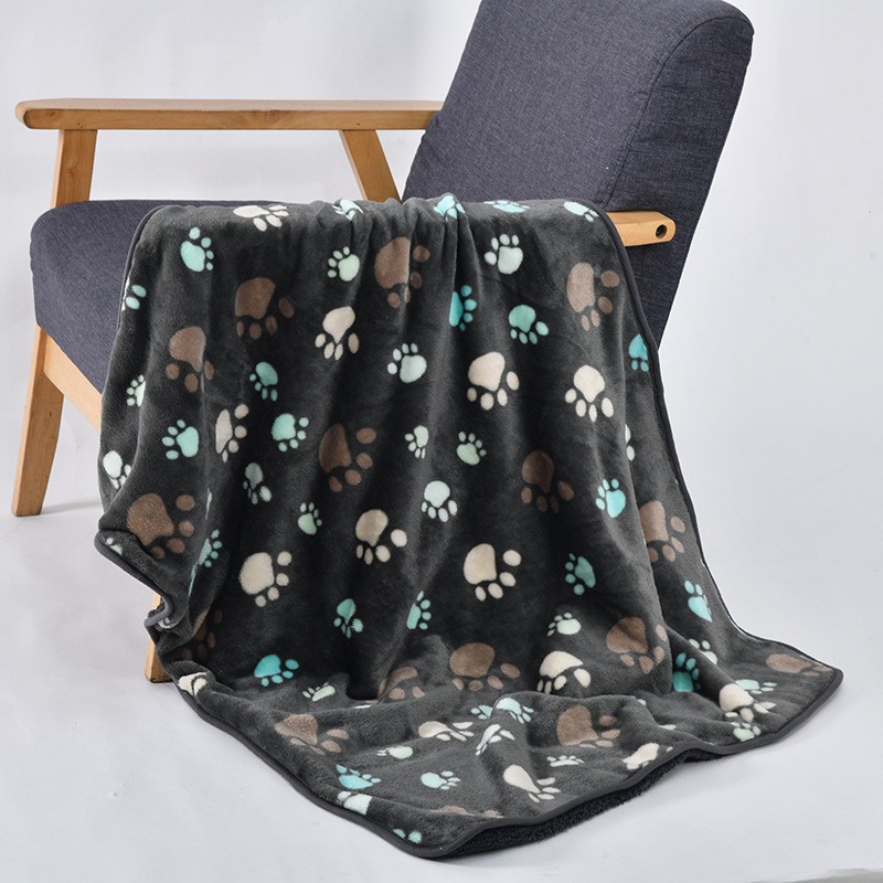 Dog Blanket Manufacturer - Double Layer Waterproof Paw Print
