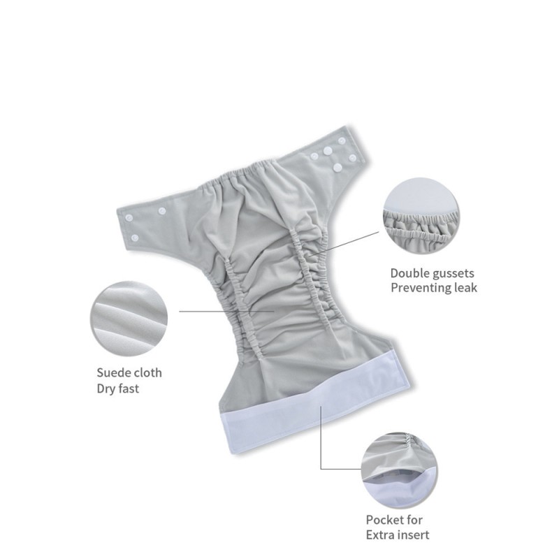 Pocket Diaper Factory - Washable One-size Grey Suede