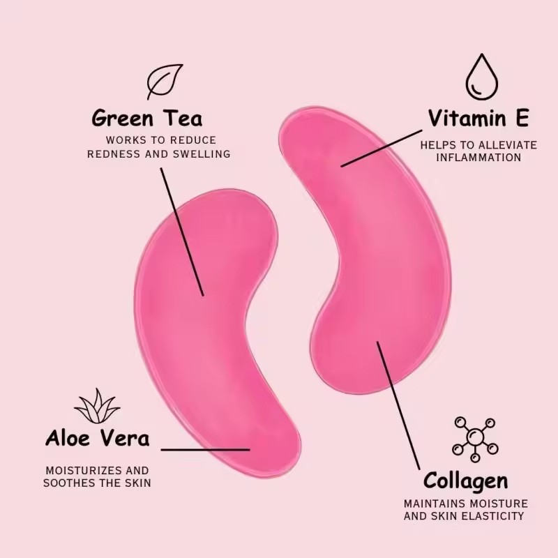 Eye Patch Factory - Pink Green Caffeine Hydrogel Collagen 24k Gold