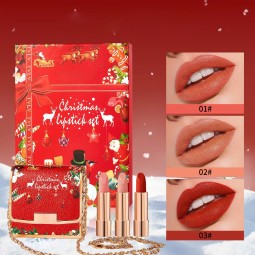 Christmas Lipstick Supplier - Three-piece Set Matte Glaze Waterproof