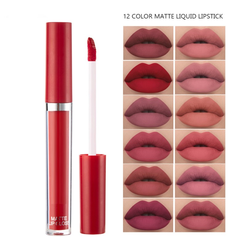 Matte Lip Glaze Supplier - 12 Color Liquid Lipstick Waterproof Non-stick