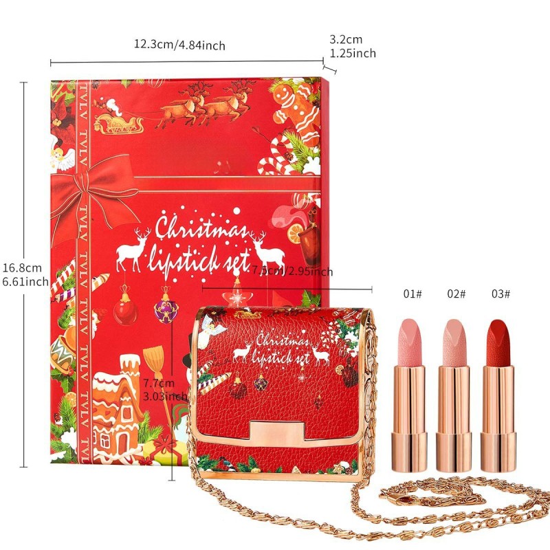Christmas Lipstick Supplier - Three-piece Set Matte Glaze Waterproof