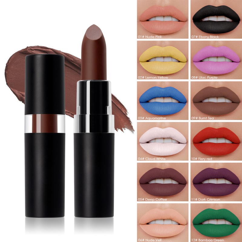 Halloween Lipstick Factory - 12 Color Dark Matte Lip Gloss Cream