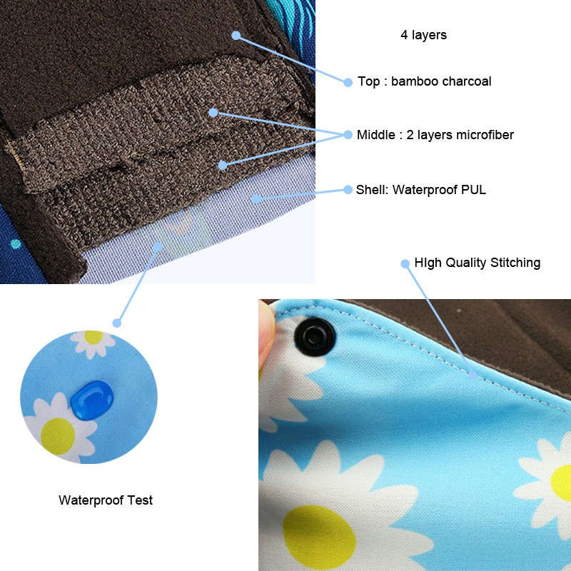 Sanitary Pad Supplier - Charcoal Bamboo Washable