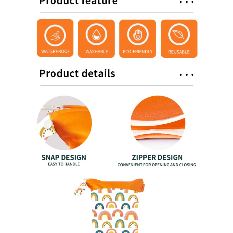 Diaper Wet Bags Supplier - Waterproof 30x40cm Double Pocket