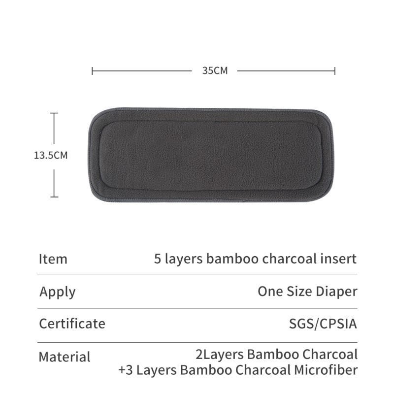 Bamboo Insert Supplier - 5 Layers Charcoal Reusable