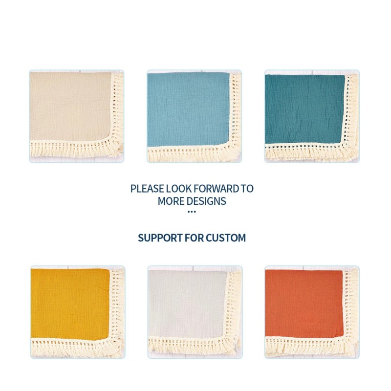 Muslin Swaddle Blanket Manufacturer - 100% Cotton 2-Layered Fringe