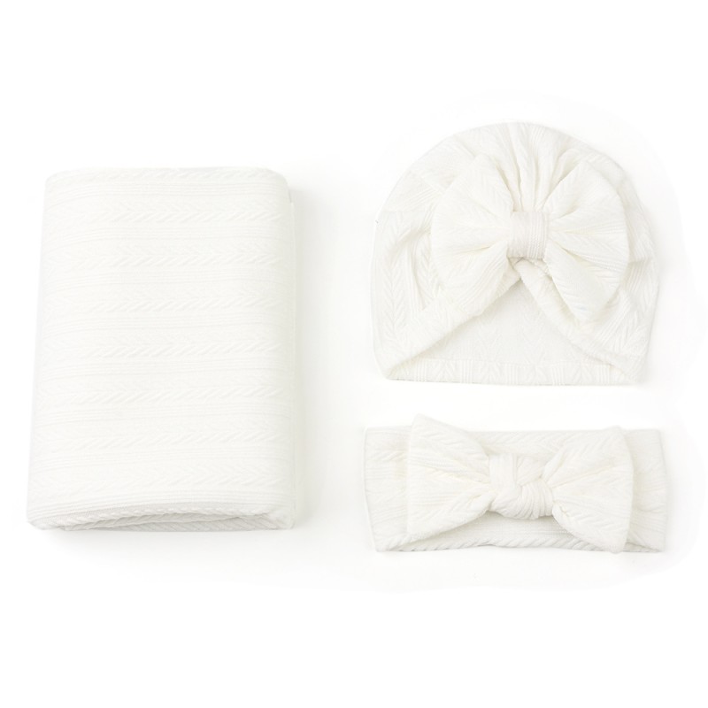 Baby Swaddle Supplier - 3pcs Set Soft Cotton Unisex Bow