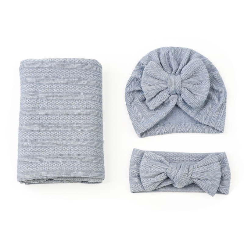 Baby Swaddle Supplier - 3pcs Set Soft Cotton Unisex Bow