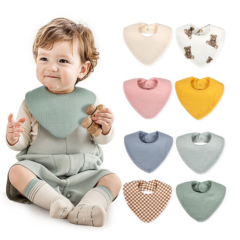 Muslin Bibs Supplier - Soft Triangular Organic Cotton Snap