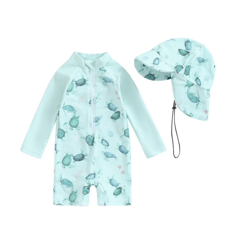 Children Swimsuit Supplier - Three-Piece Dinosaur Floral