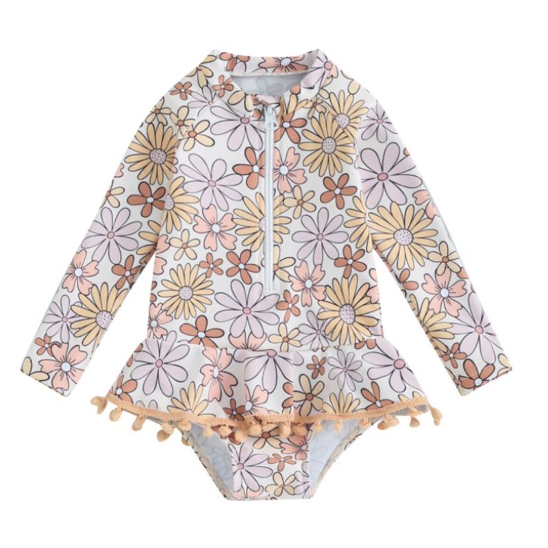 Girls Swimwear Factory - One-Piece Anti-UV Floral Print