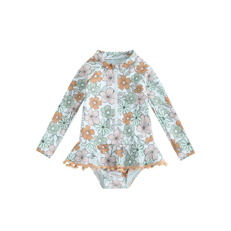 Girls Swimwear Factory - One-Piece Anti-UV Floral Print