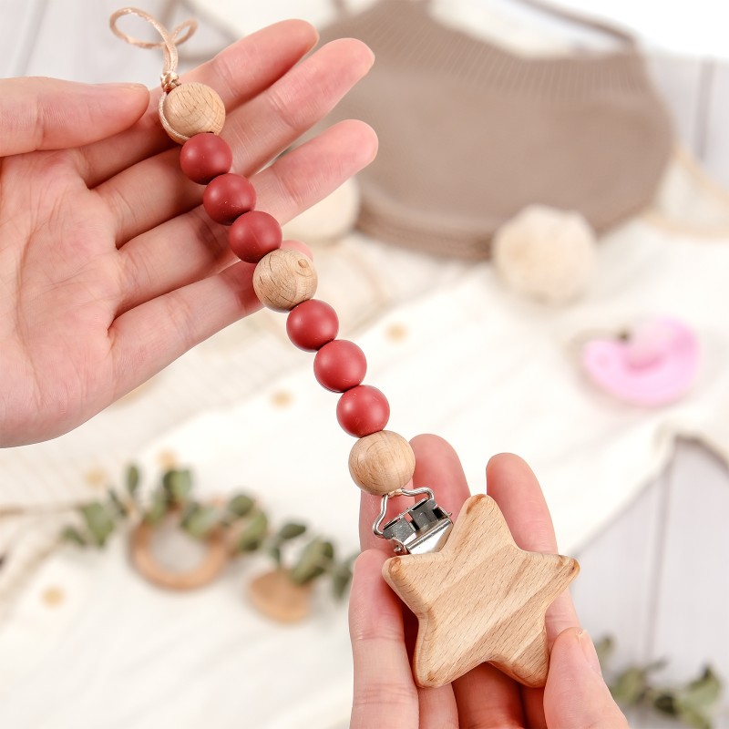 Pacifier Clip Factory - Wood Silicone Teething Beads Holder
