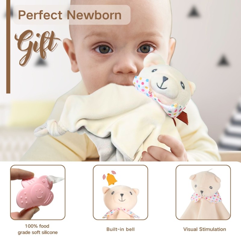 Baby Gift Set Factory - Security Blanket Wooden Rattle