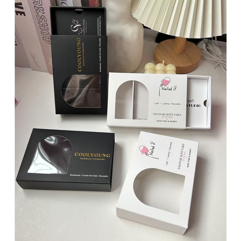 Artificial Nails Box Manufacturer - Custom Clear Window Drawer Box Colorful Printing