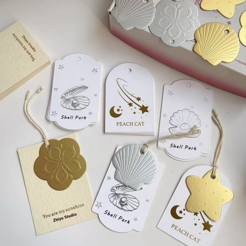 Hot Stamping Hang Tag Manufacturer - Custom Silver Foil Thick Cardboard Label