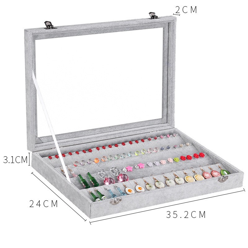 Earring Organizer Factory - Velvet Clear Lid Storage Case